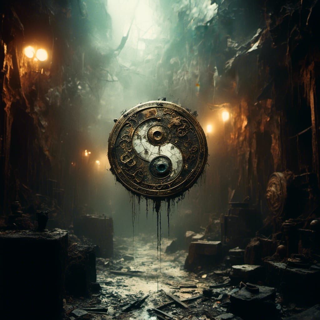 Steampunk Yin Yang Symbol with Intricate Mechanical Details
