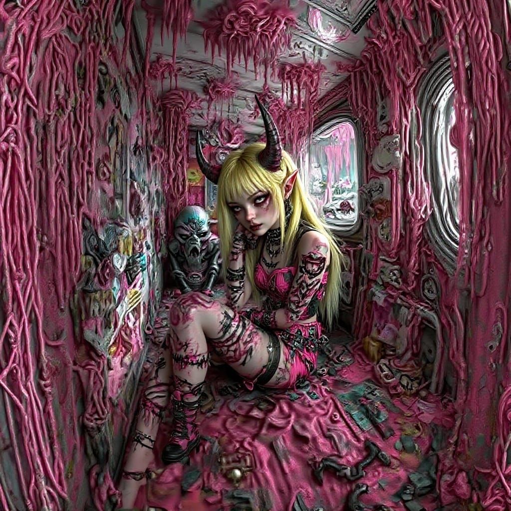 Punk Rock Chick in Chaotic Room