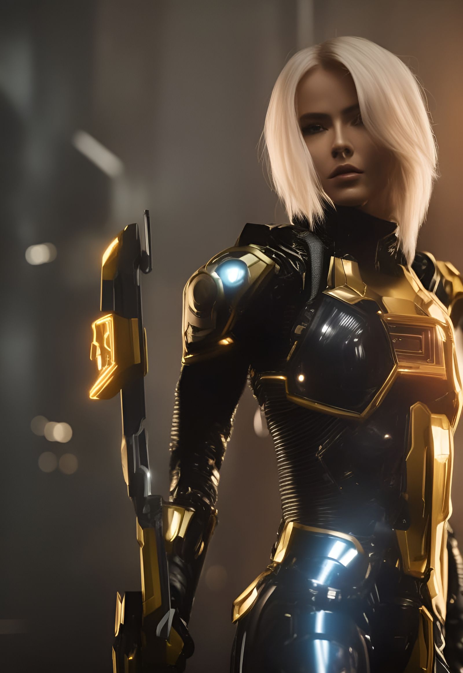 Cyberpunk Girl in Robotic Suit: High Detail Render