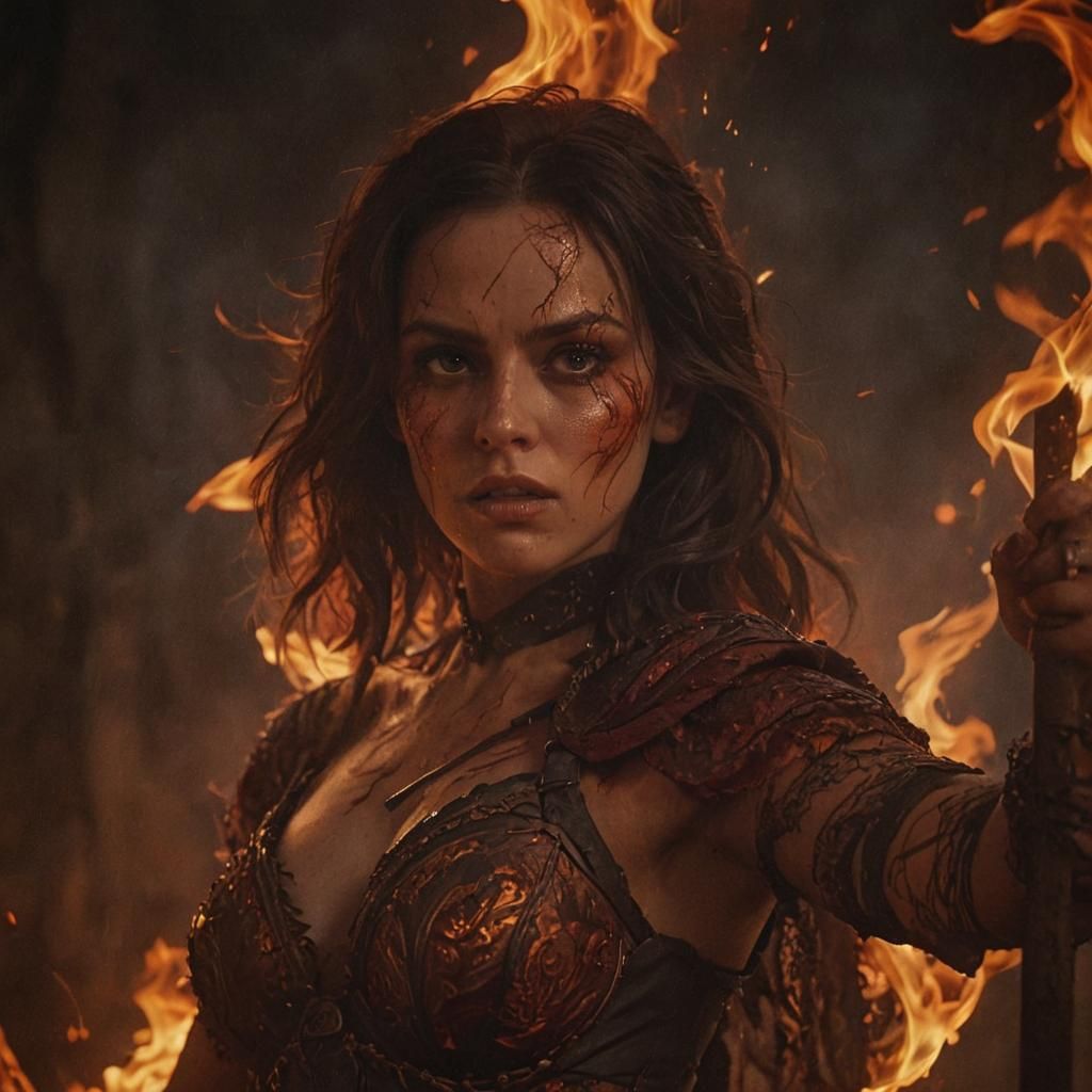 Woman at the Stake in Roaring Flames