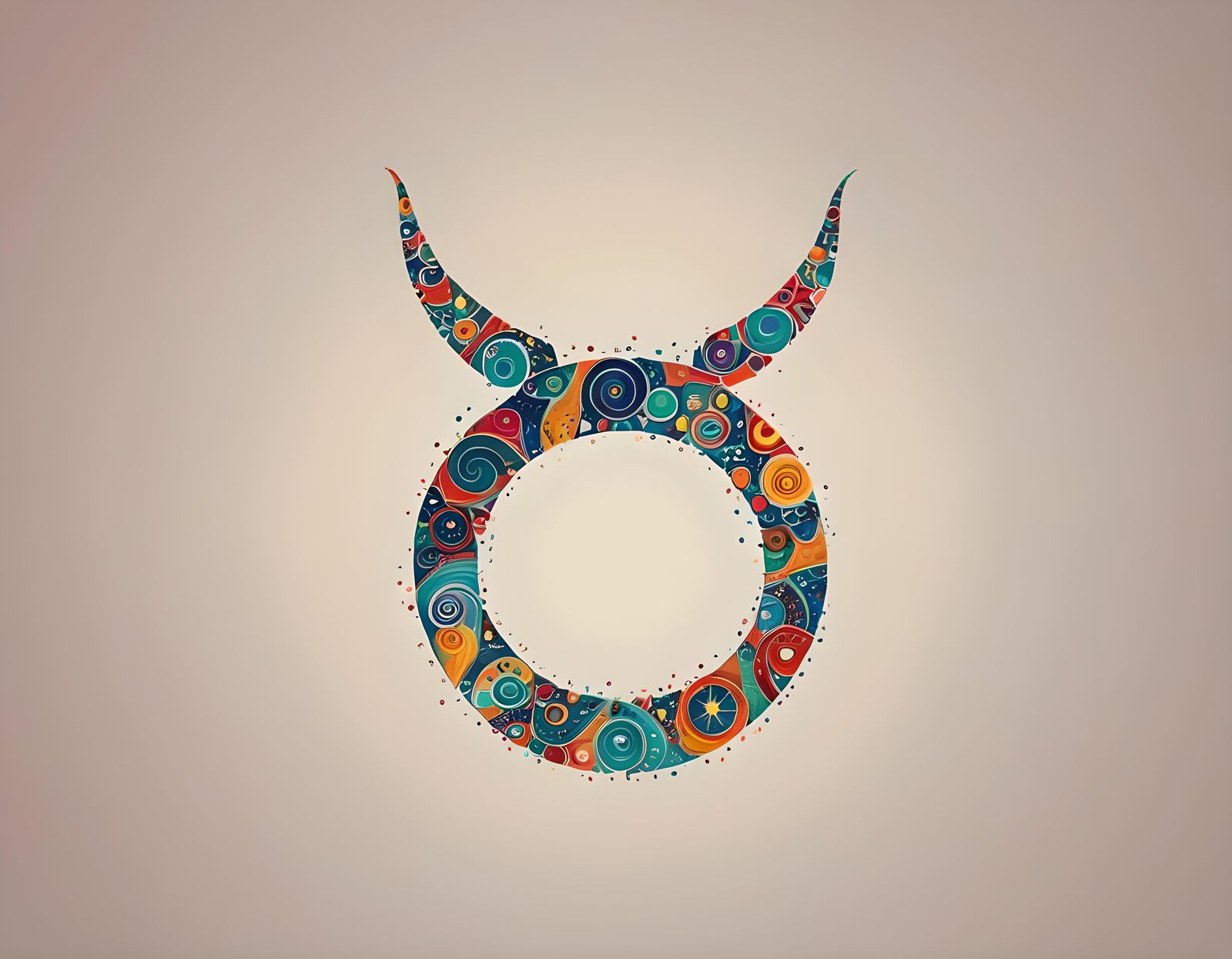 Taurus Zodiac Symbol in Colorful Abstract Art