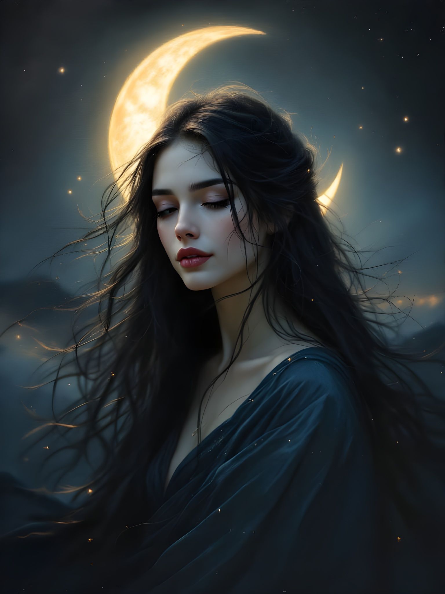 Norse Goddess in Encaustic Impasto Fantasy Painting