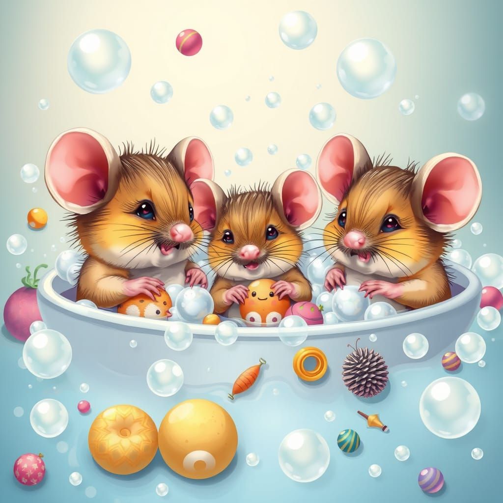 Mice in Bubble Bath: A Whimsical World