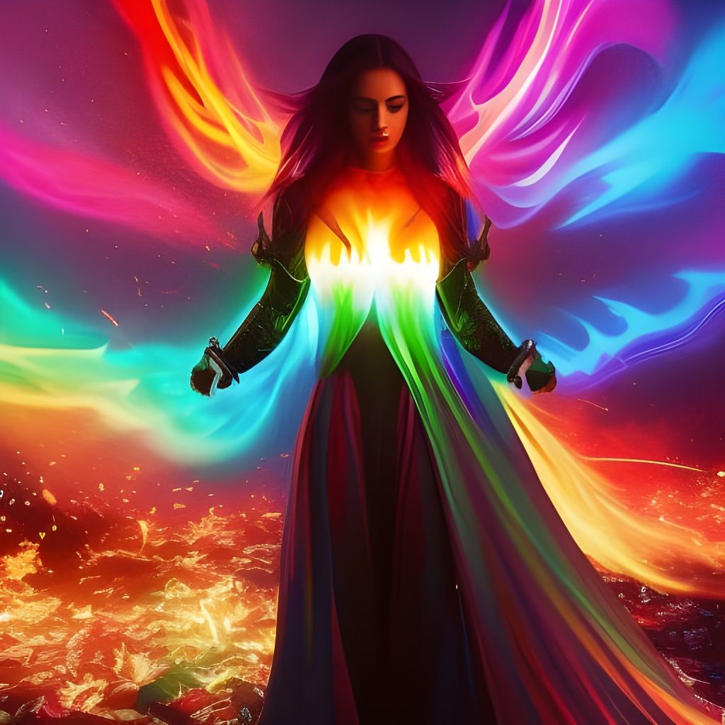 Burning Flowers with Rainbow Flames: Concept Art