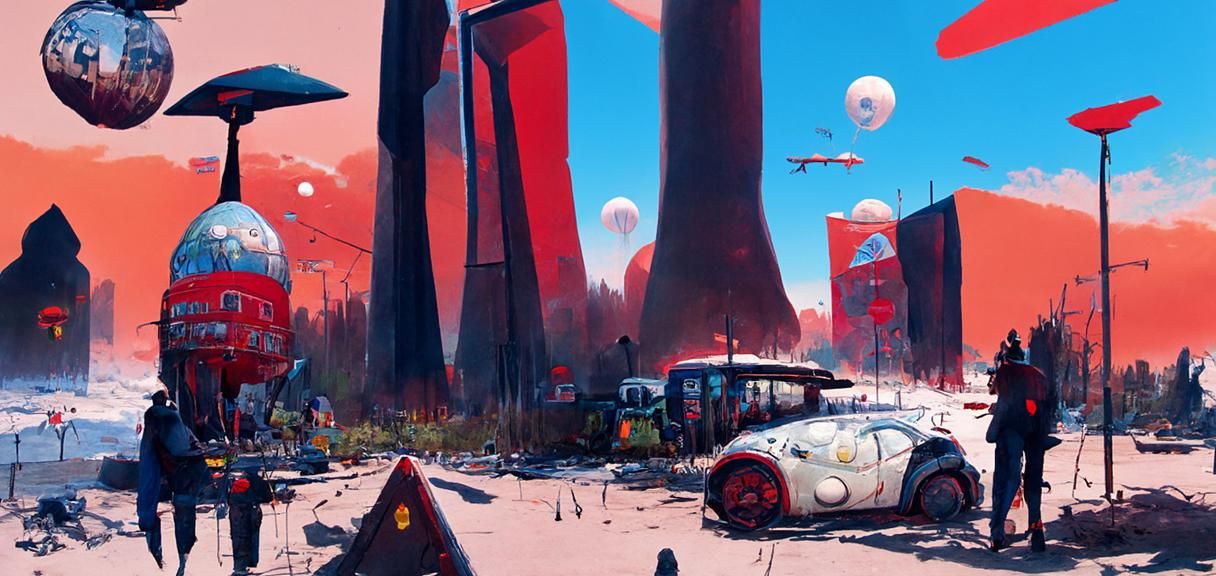 Alien City on Strange World in Solarpunk Style