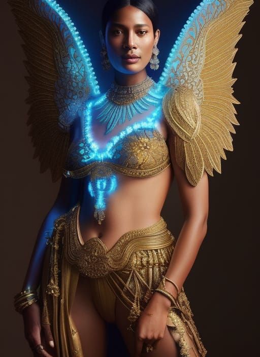 Beautiful Woman Portrait with Astral Silk Dress