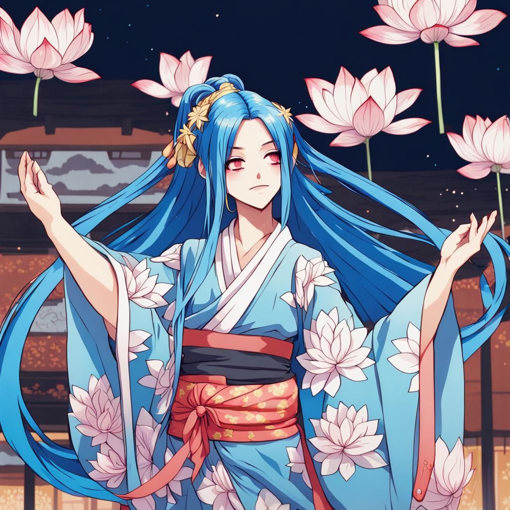 Shojo Anime Girl Dancing at Festival