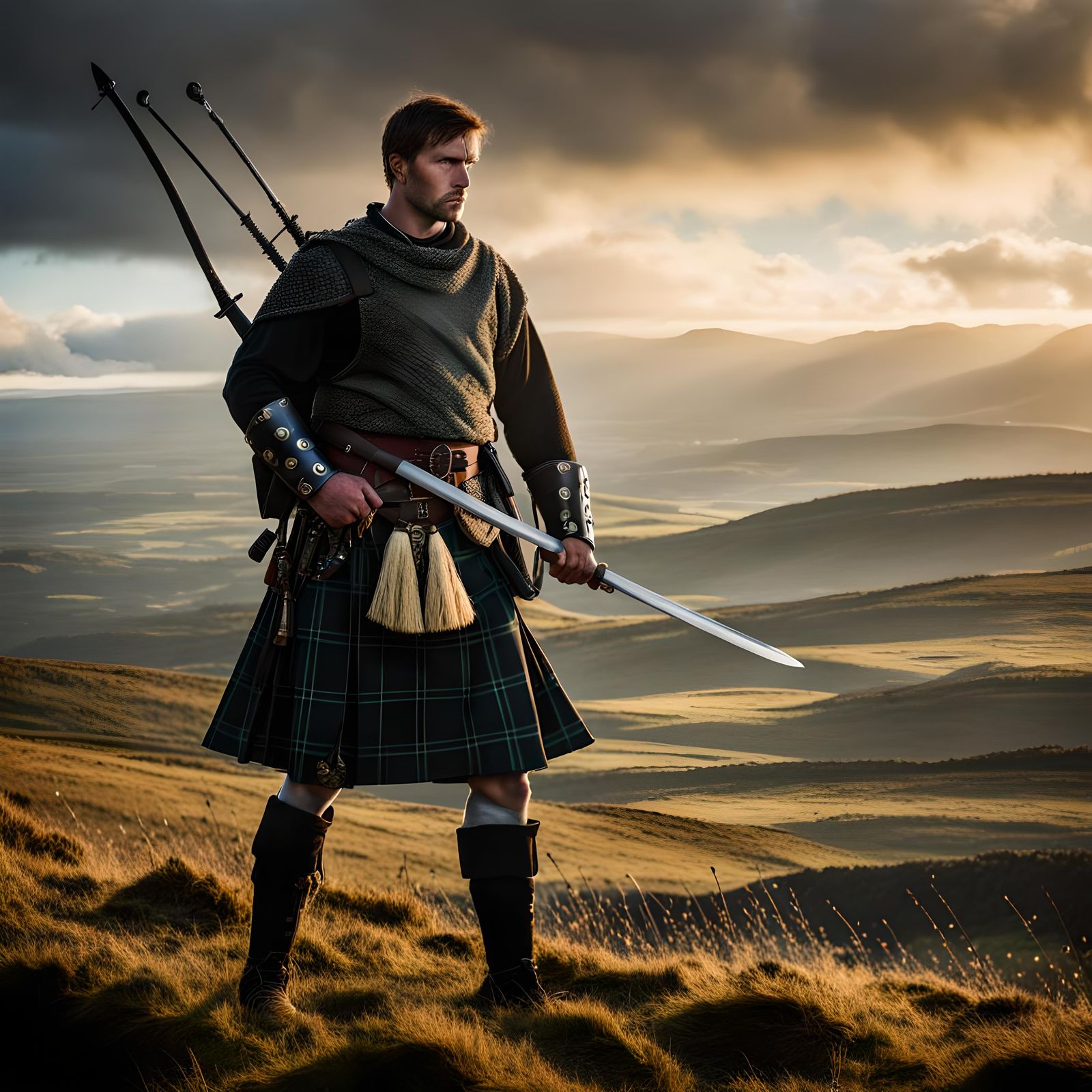 Fierce Scottish Warrior Ready for Battle