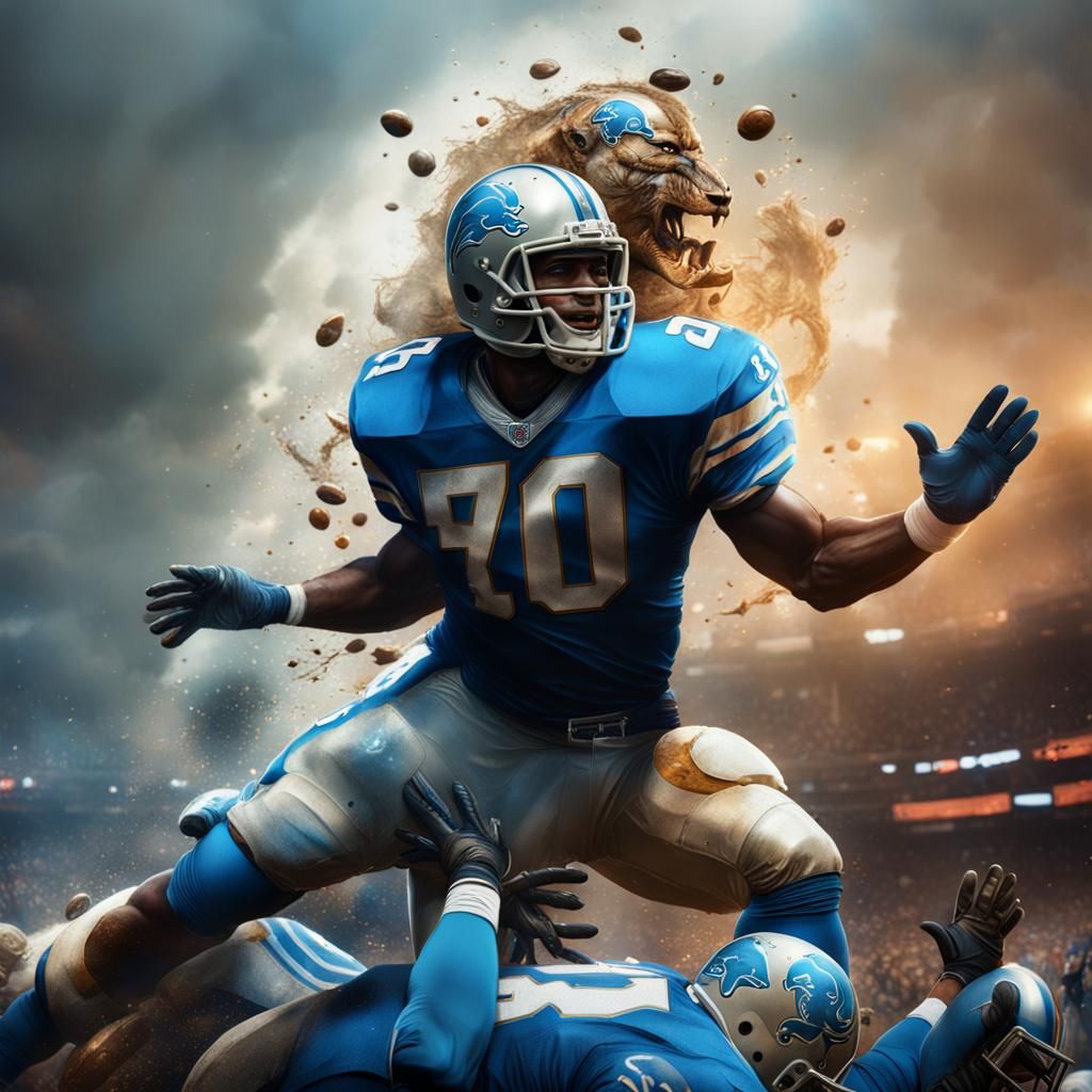 Detroit Lions Super Bowl Showdown in Hyperrealistic Splash A...
