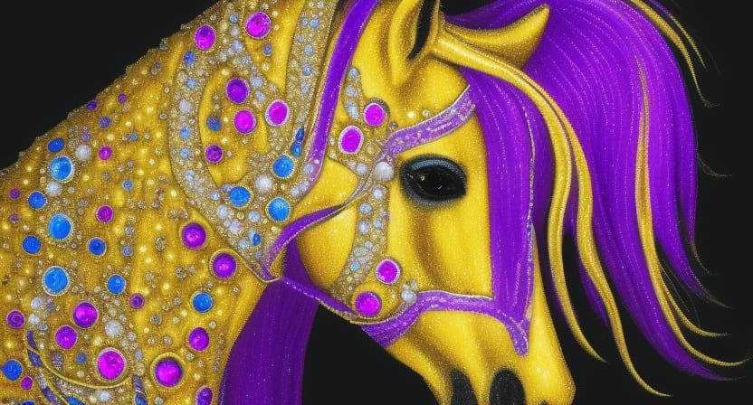 Jeweled Horse in Gold and Purple