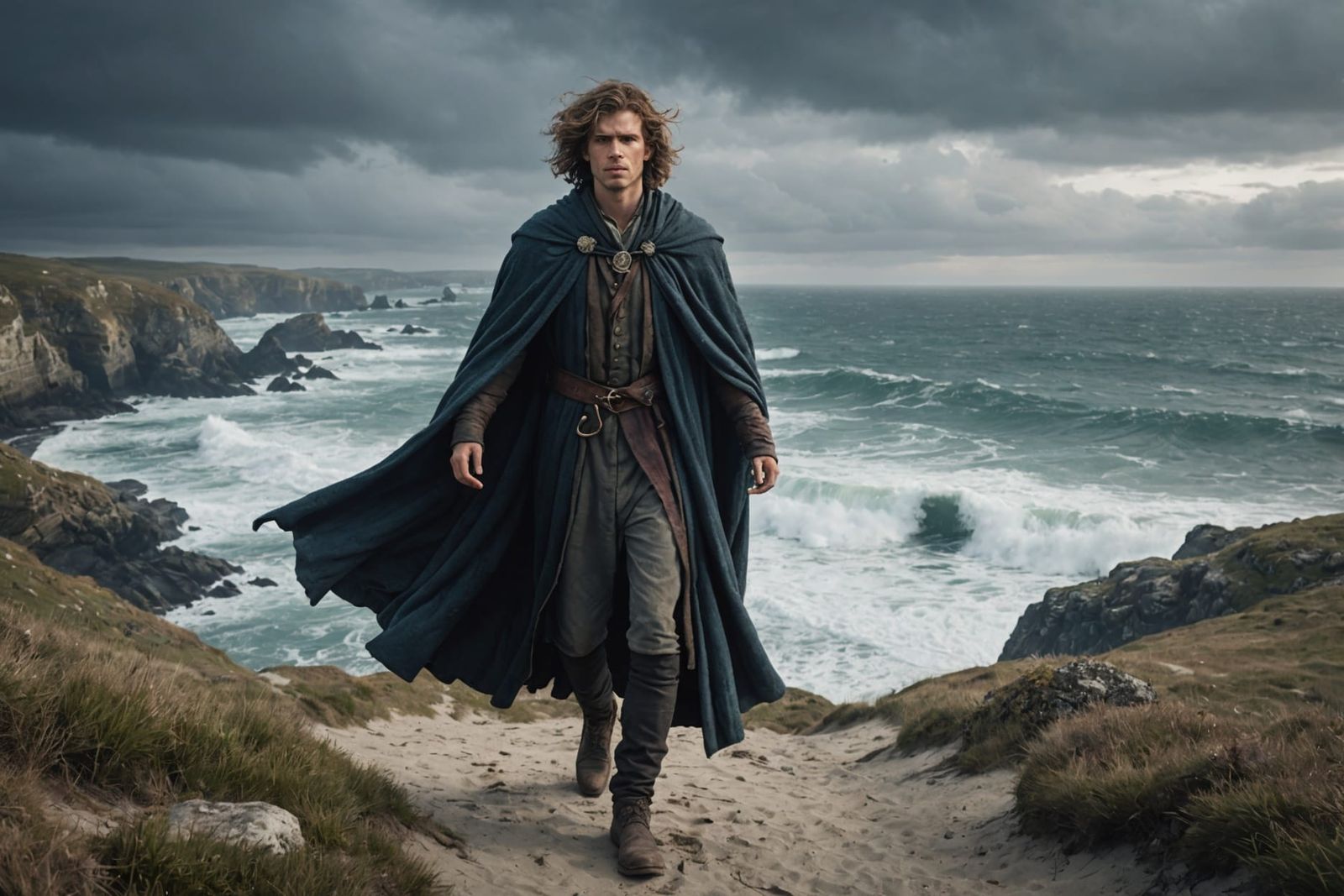 Ethereal Sorcerer on Windswept Coastline