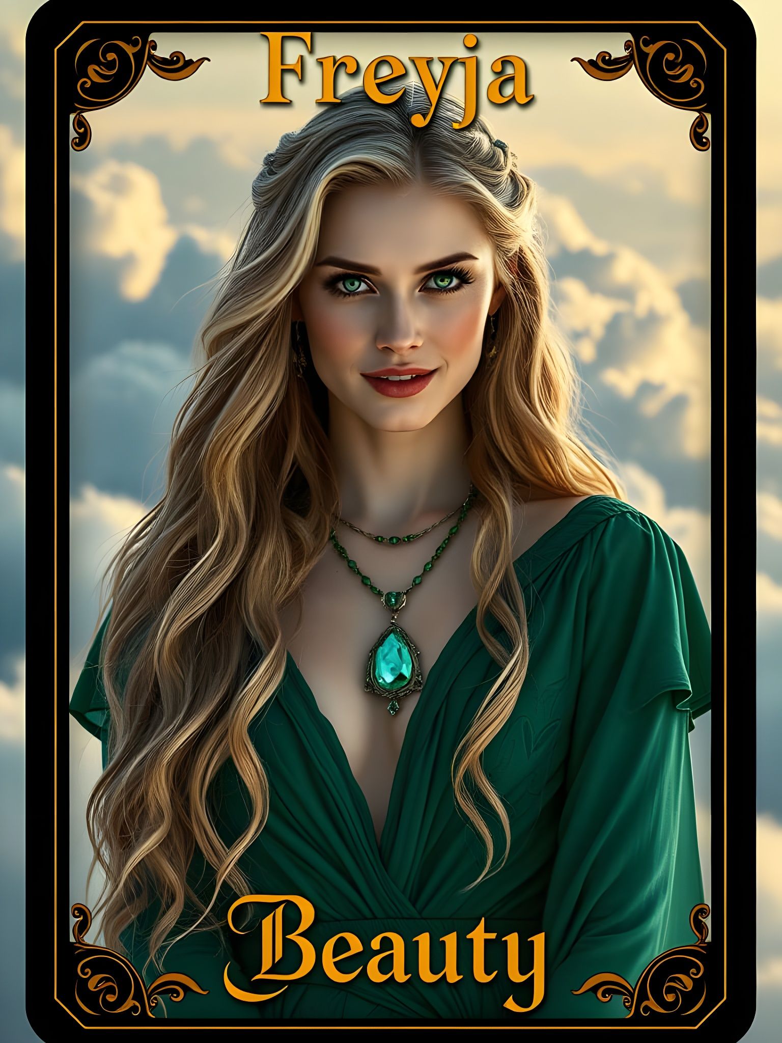 Norse Goddess Tarot Card in Cinematic Style