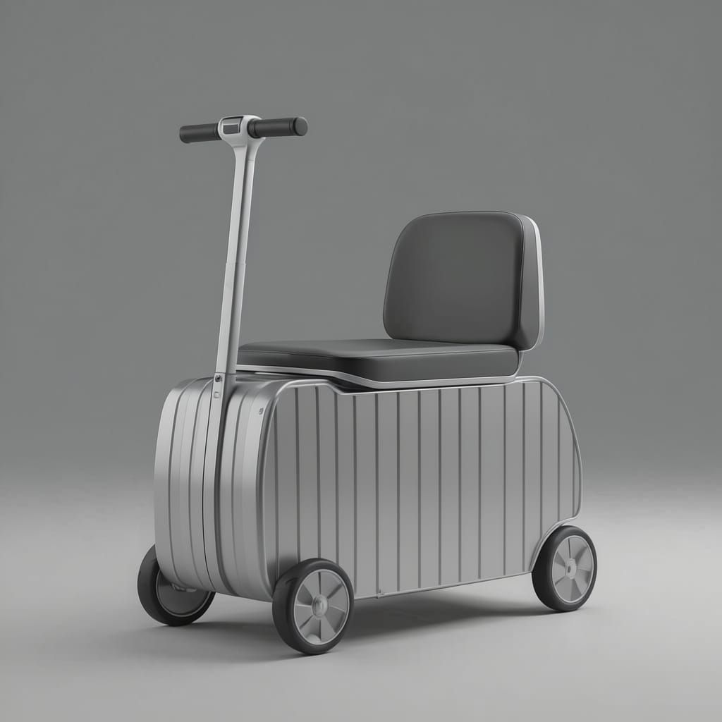 Modern Travel Suitcase: Seat and Scooter Hybrid