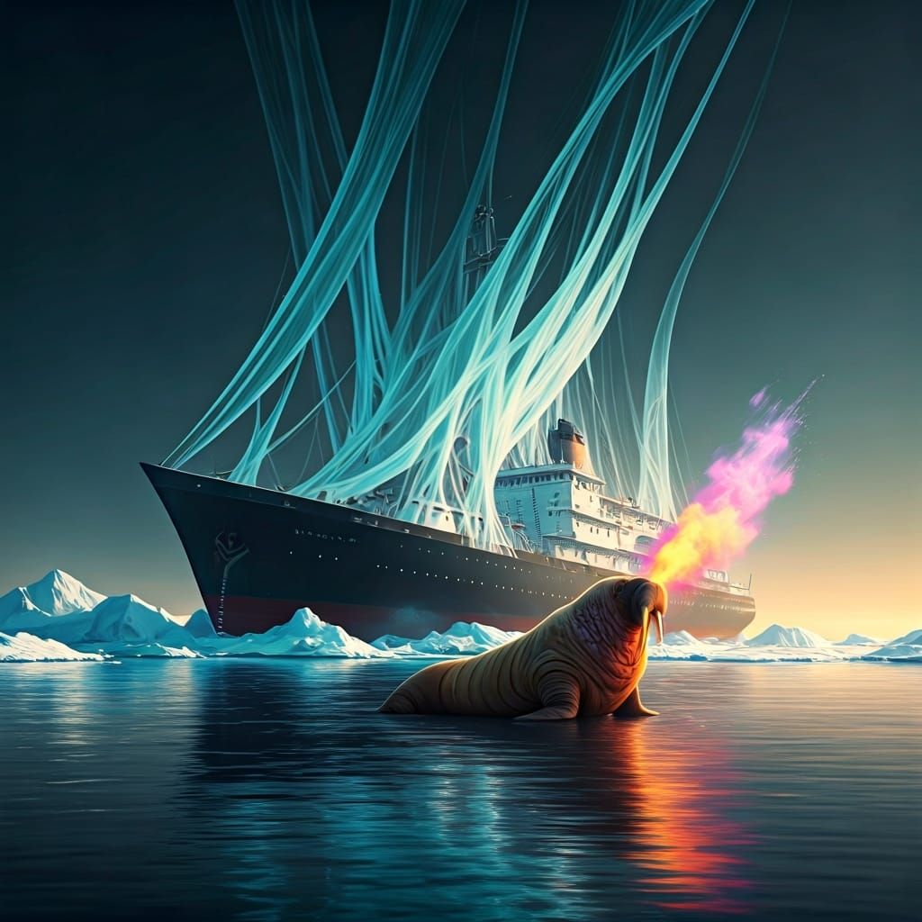 Ethereal Whaling Ship Disintegrates Over Black Ice