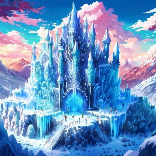 AI Generated Ice Castle Illustration