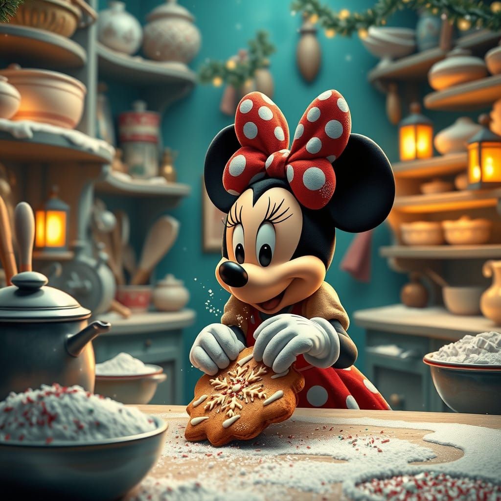 Whimsical Christmas Cookie Baking Scene