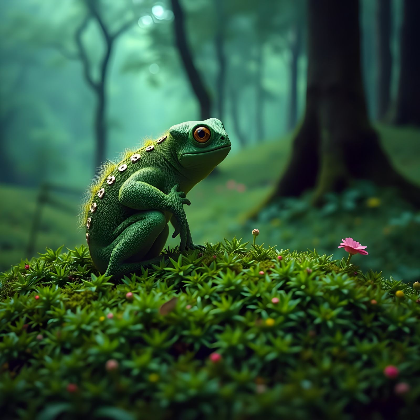 Enchanted Forest Creature in Vibrant Green