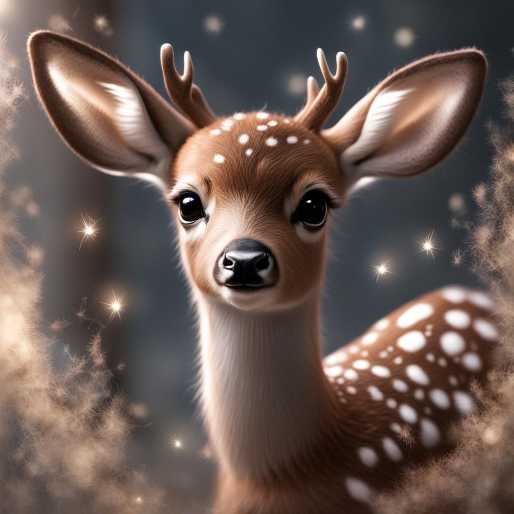 Ultra Realistic Baby Deer with Fairy Dust Glow