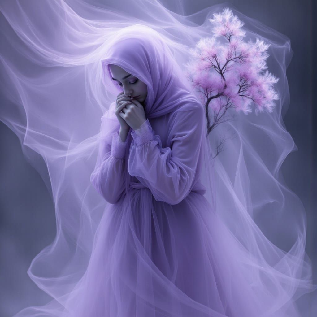 Ethereal Grim Reaper in Dreamlike Lavender Mist