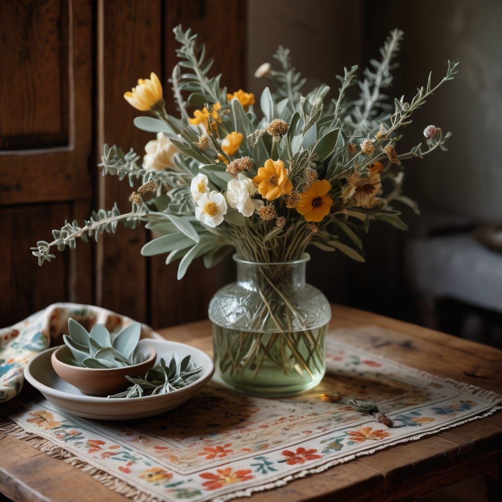 The Wildflower Bouquet
🎨 With Anna Valdez (lush still lifes / maximalist interiors)
Prompt:

A wildflower bouquet arran...