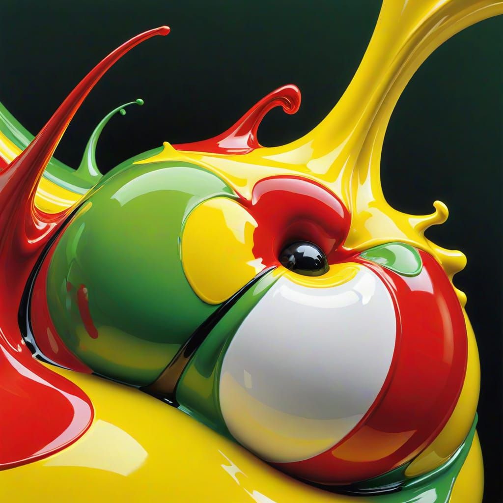 Hyperrealistic Sculptural Form in Vivid Colors