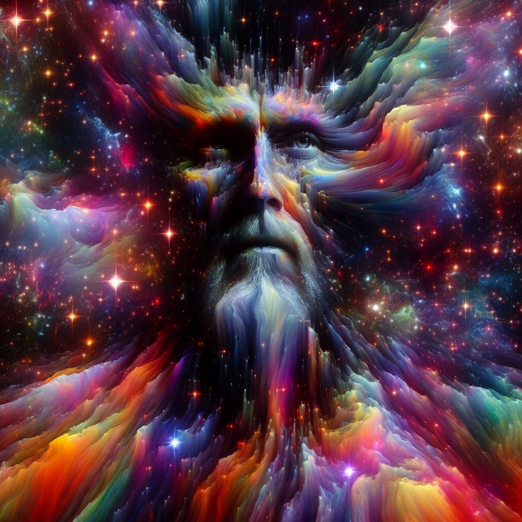 Charismatic Leader in Cosmic Rainbow Starscape