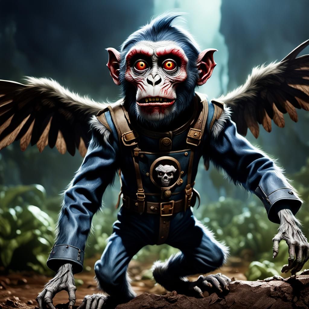 Zombie Flying Monkey from Oz in Photorealistic Style