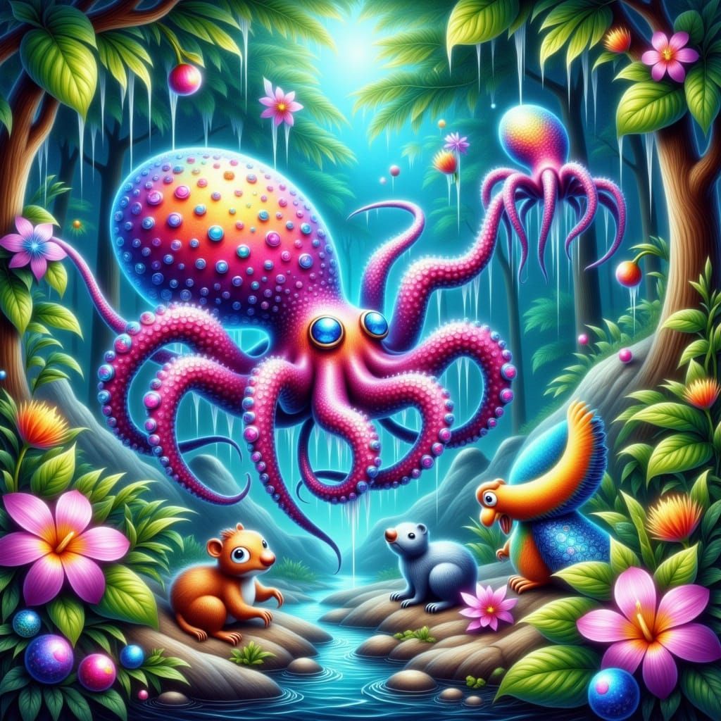 Vibrant Amazonian Playtime in Whimsical Style