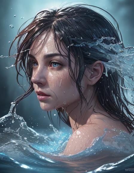 Hyperrealistic Face with Dramatic Colorful Splash Art