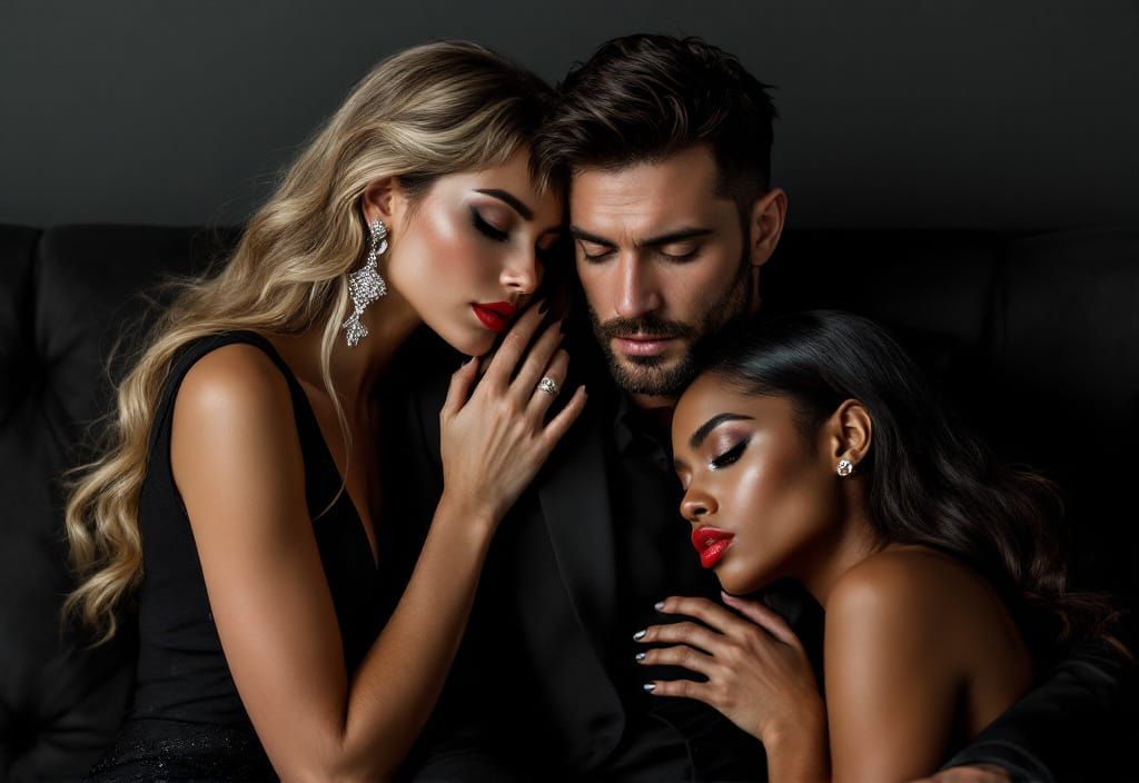 Intimate Embrace in Moody, Dark Tones