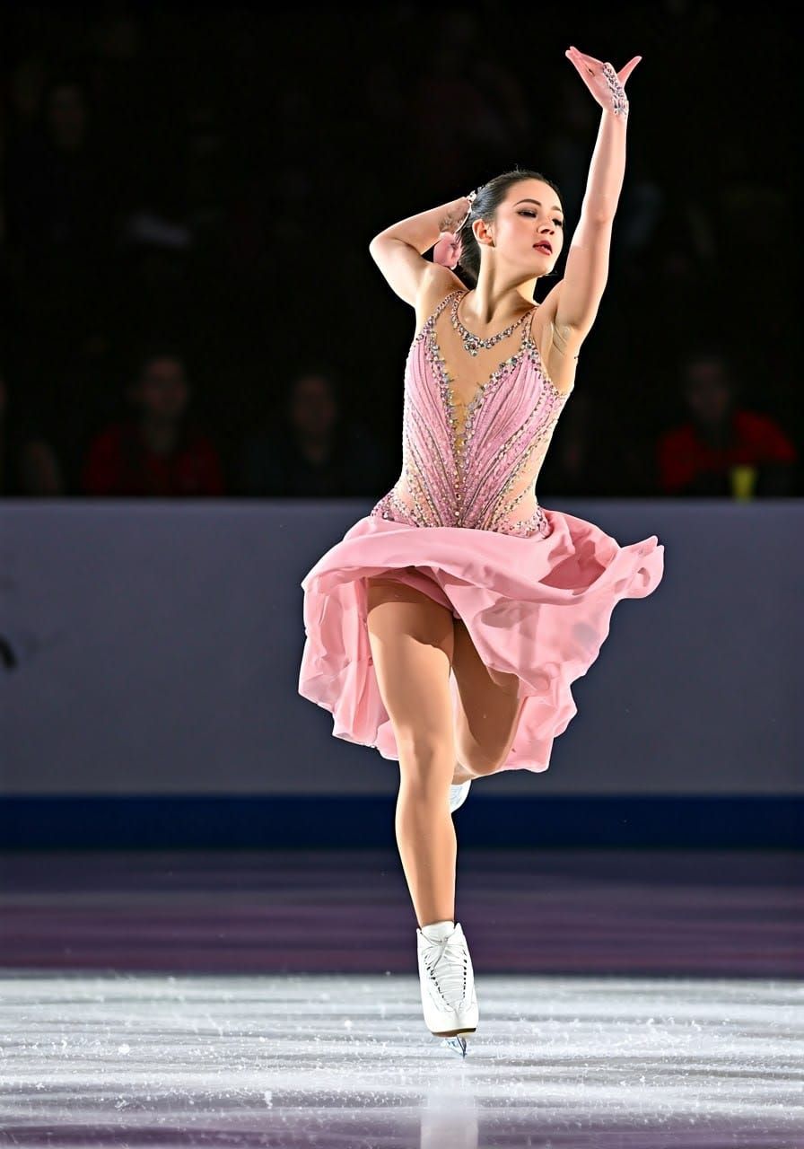 Figure Skater's Delicate Leap, Dynamic Sports Photo