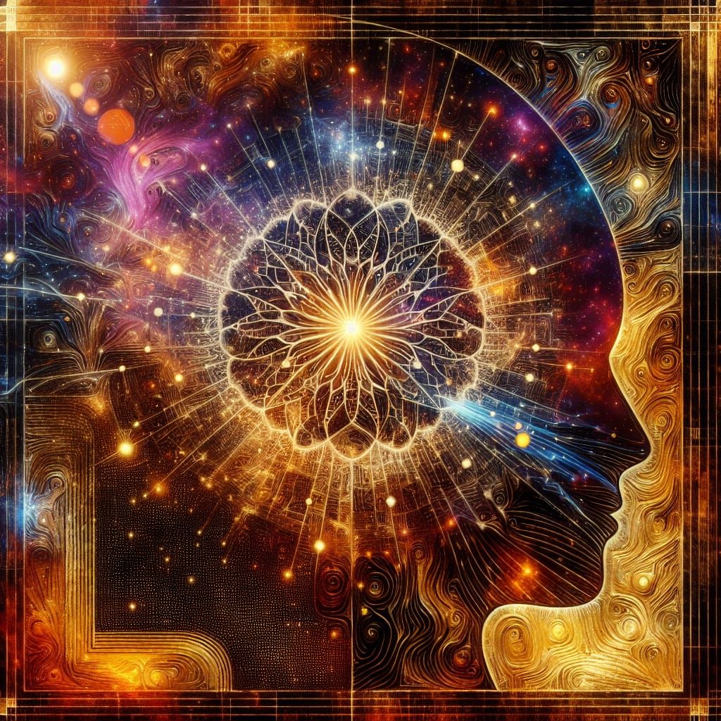 Cosmic Ink Drawing: Symbolic Fantasy Masterpiece