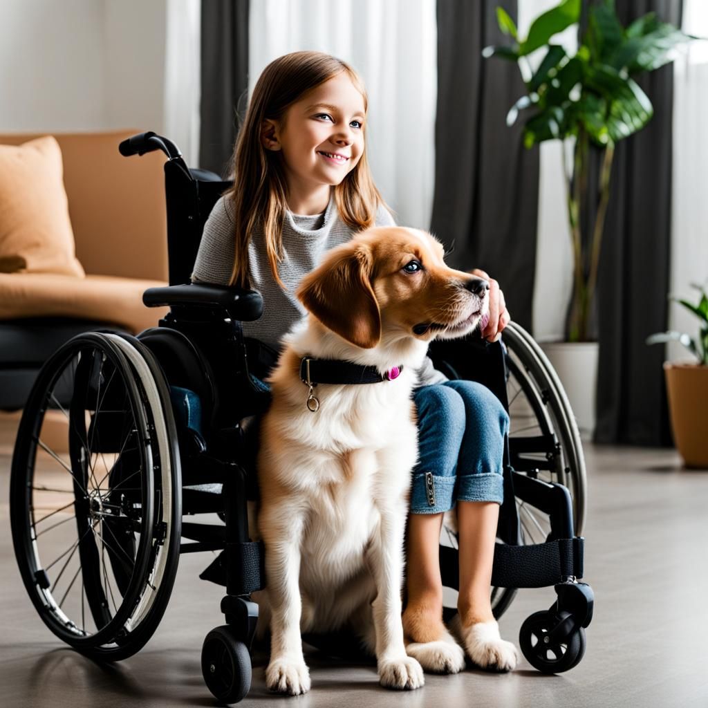 Girl in Wheelchair with Puppy
