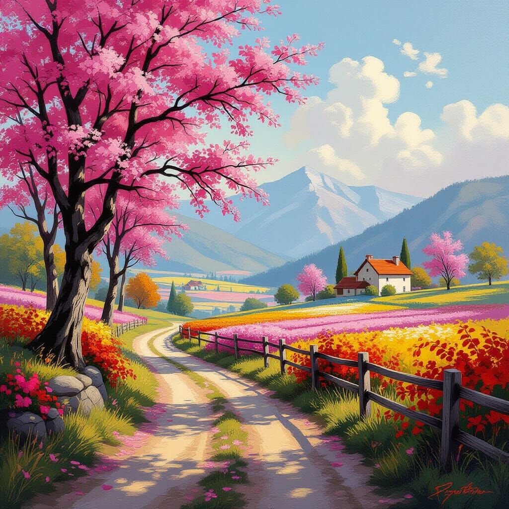 Pink Autumn Landscape