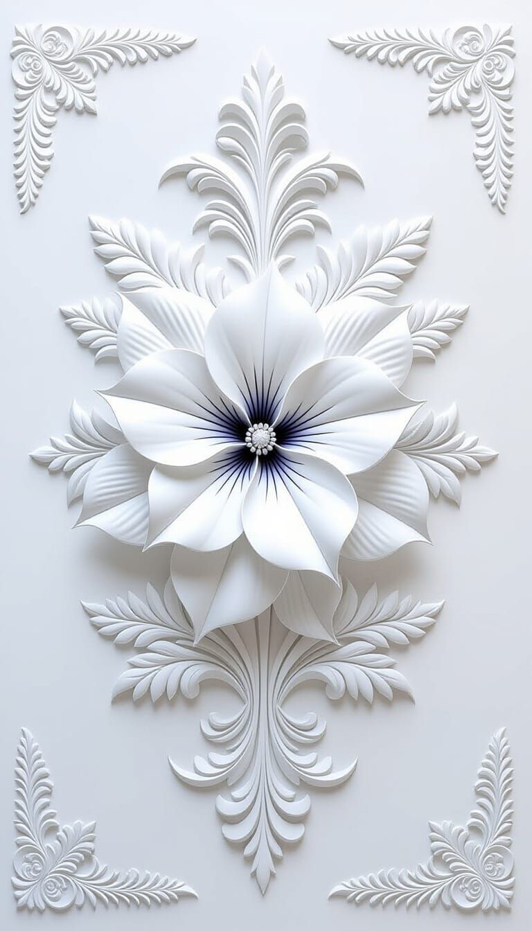 Ethereal White Flower with Subtle Ornaments