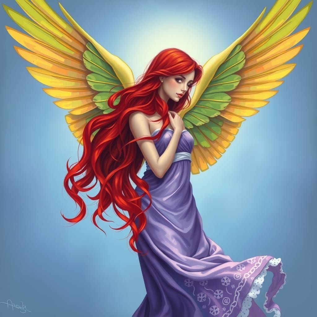 Ethereal Angel in Vibrant, Dreamy Hues