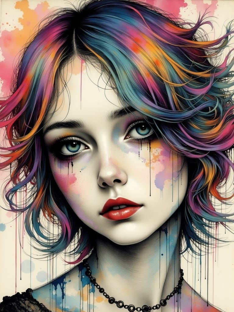 Gothic Pastel Portrait in Abstract Surreal Style