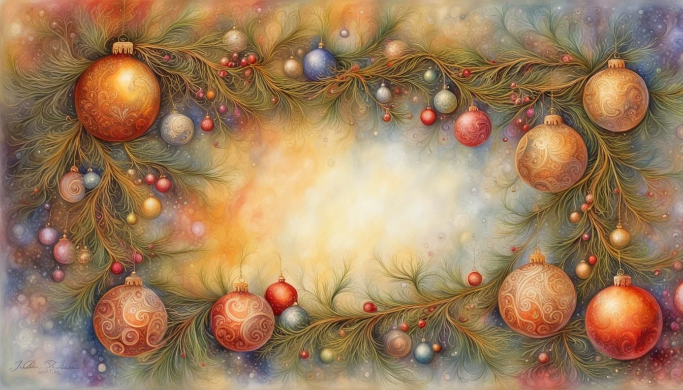 Whimsical Christmas Frame with Pine Branches