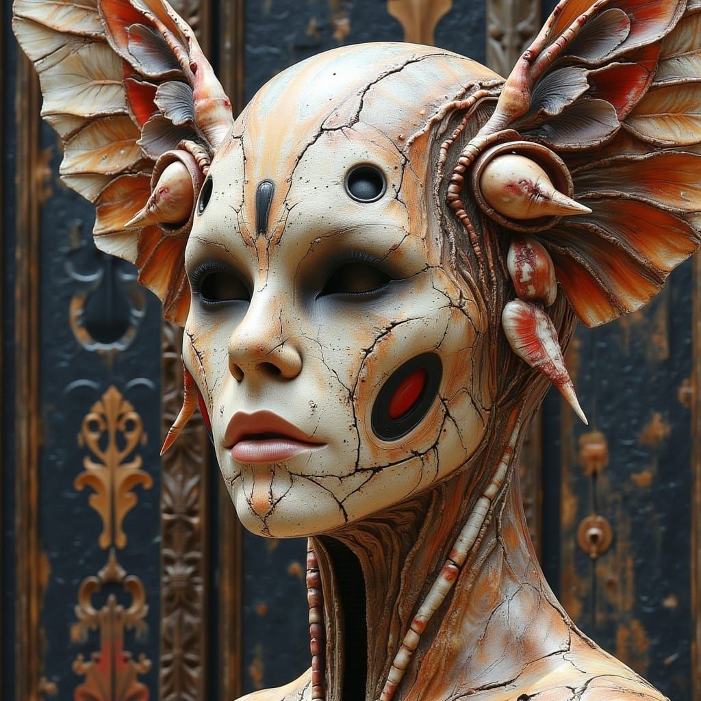 Oysteroid Mask in Surreal Cubist Style