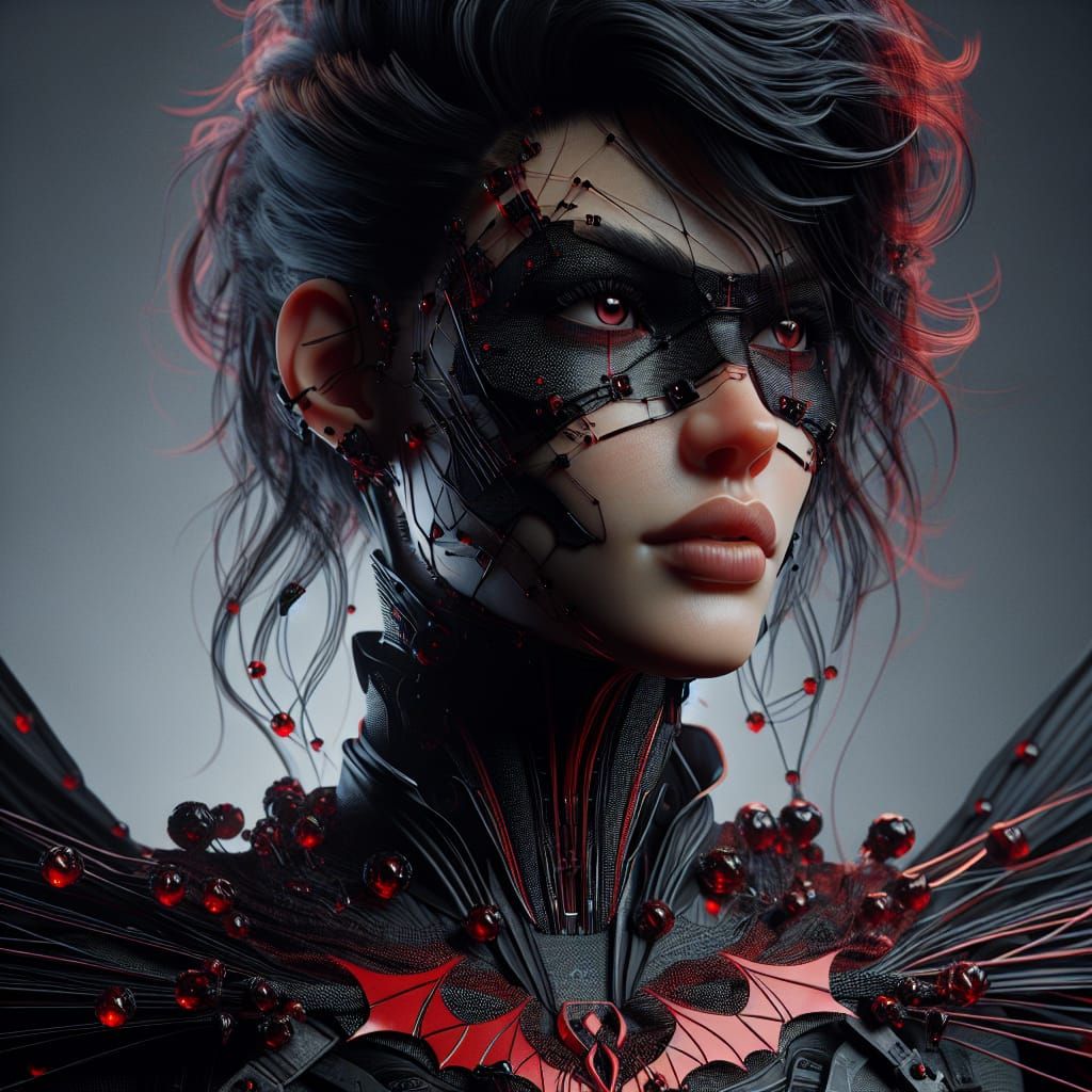 Modern Super Heroine Ichor in Blood-Inspired Black Costume