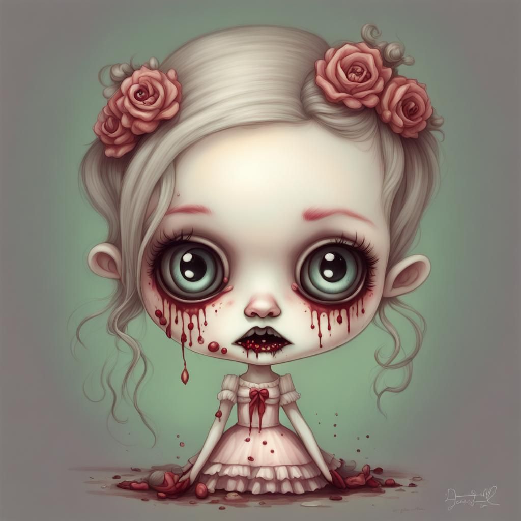 Zombie Chibi in Pop Surrealist Style