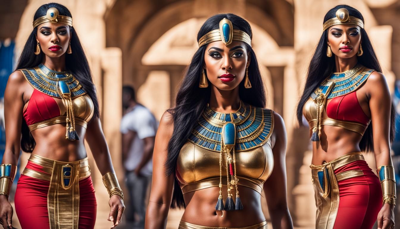 Egyptian Goddess in a Bold Red Attire