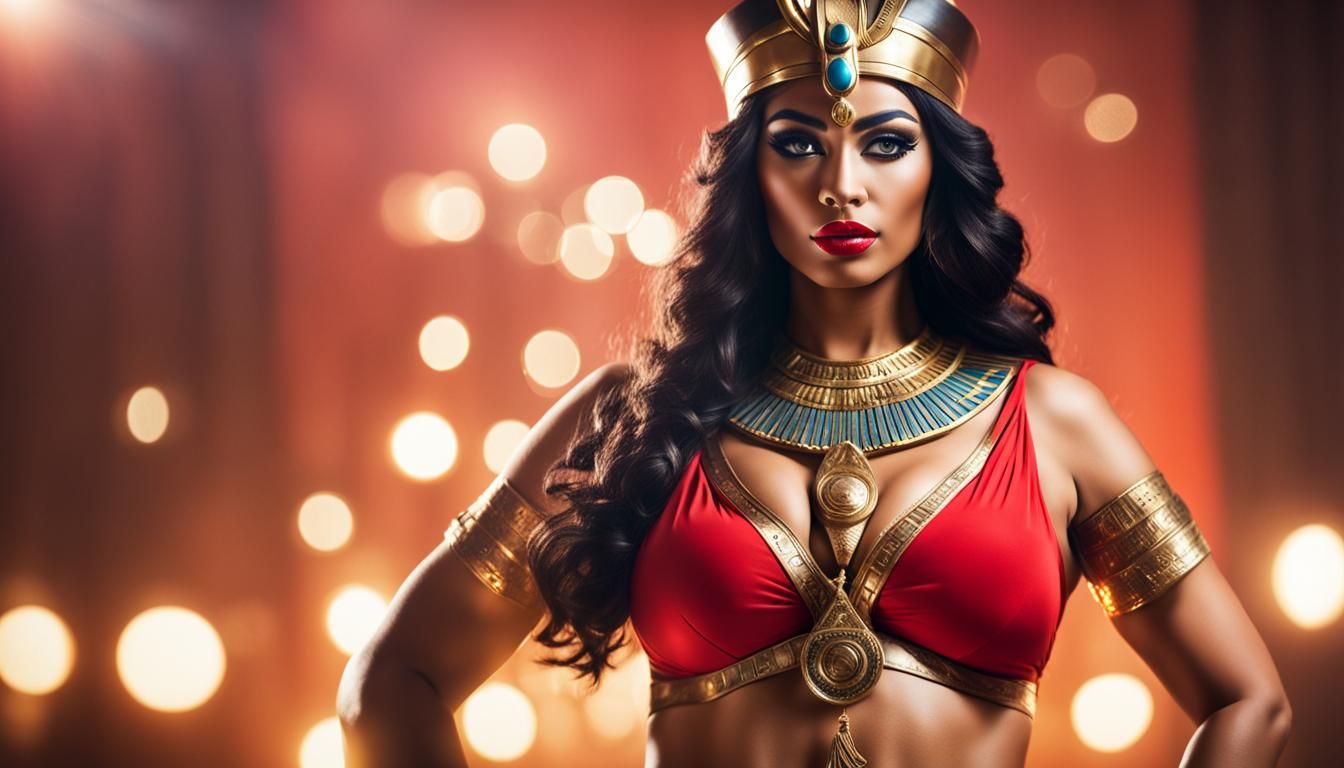 Egyptian Goddess in Red Outfit: Professional Photography