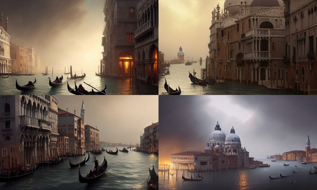 Venice Ablaze: Epic Dark Fantasy Digital Painting