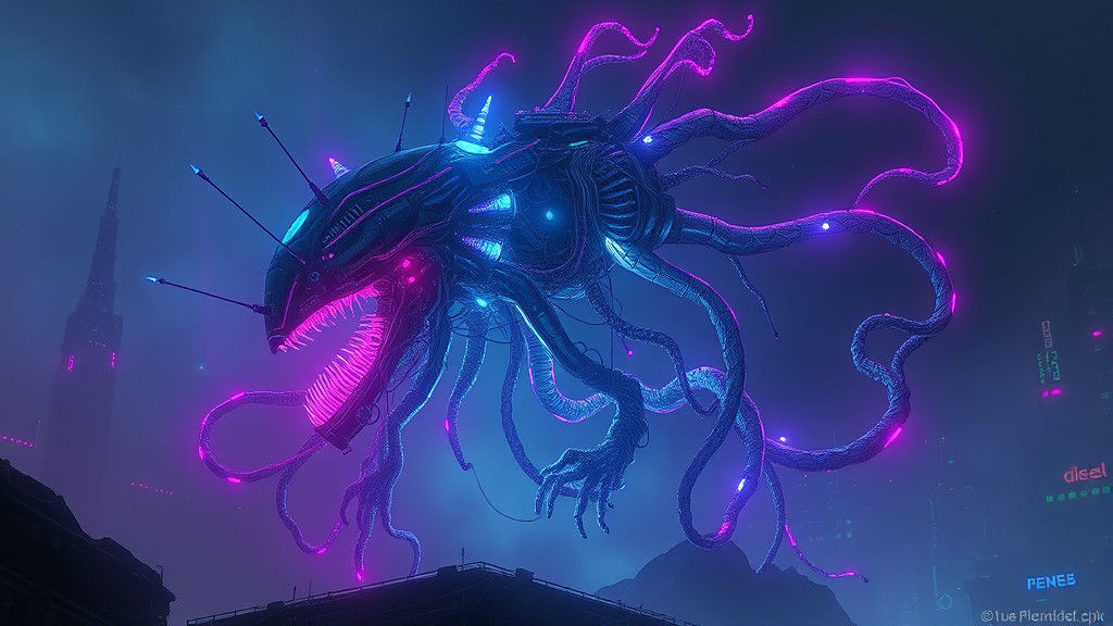 Futuristic Electrical Entity in Biomechanical Style