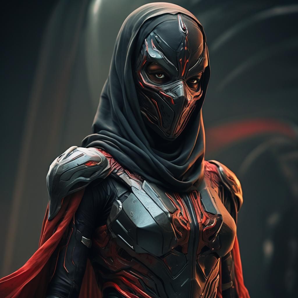 Bionic Arab Woman Cyborg in Warframe Style