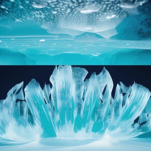 Underwater Photography of Antarctic Icebergs in Turquoise Wa...