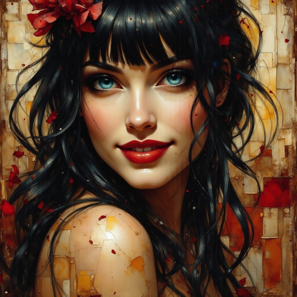 Punk Queen Portrait in Rococo Style