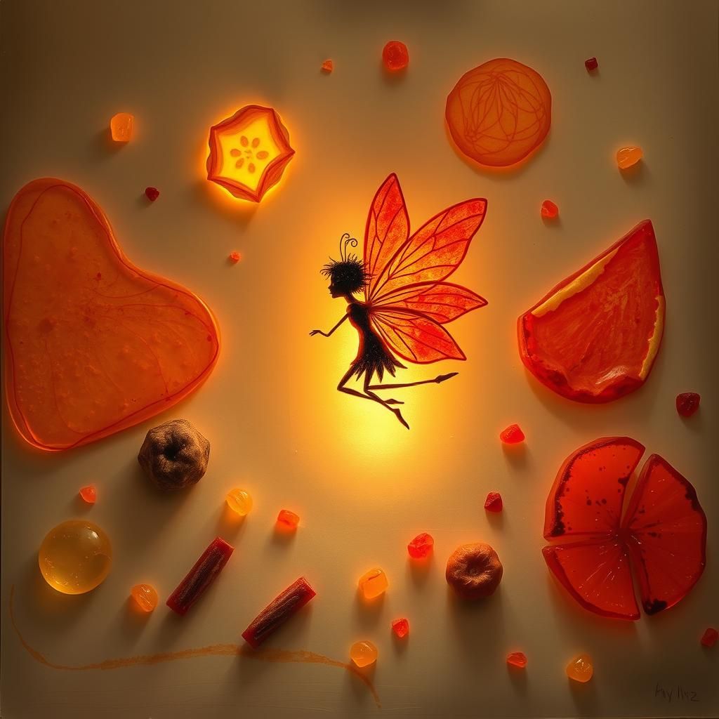 Surreal Crayon Drawing with Luminous Fairy