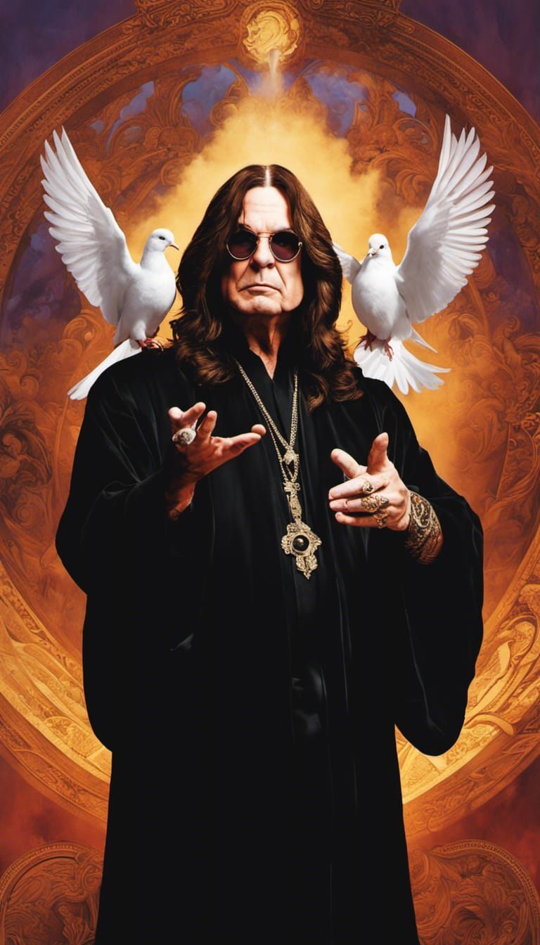 Ozzy Osbourne Portrait with Dove in Splash Art